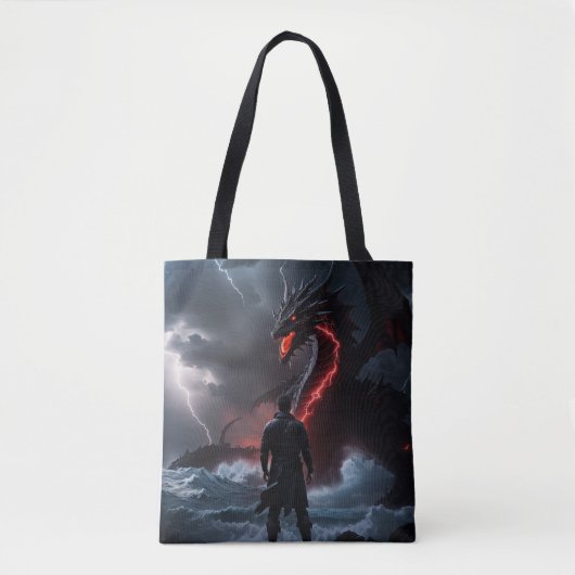Tote Bag Le chasseur défie un dragon (Devant)