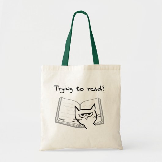 Tote Bag Le chat fâché défie des amoureux des livres - chat (Devant)