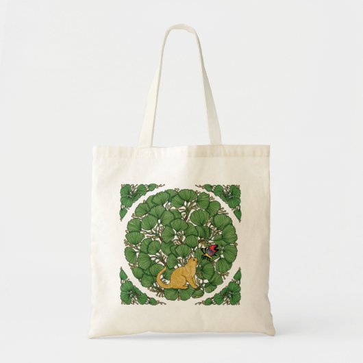 Tote Bag Le chat gingembre regarde un papillon (Devant)