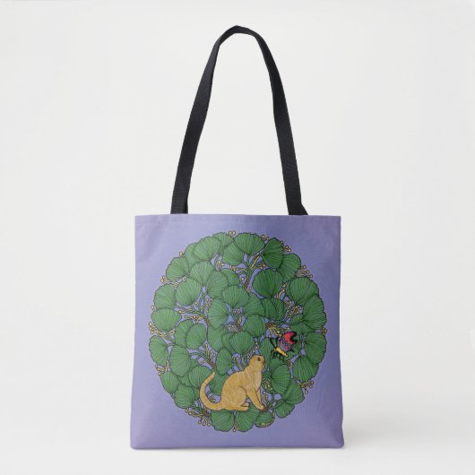 Tote Bag Le chat gingembre regarde un papillon (Devant)