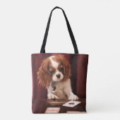 Tote Bag Le chiot joue aux cartes (Dos)