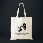 Tote Bag Le club de drame de théâtre masque le nom<br><div class="desc">Cette conception est grande pour des enthousiastes de club de théâtre et de drame - avec elle est les masques noirs et blancs de comédie/tragédie et 2 lignes de texte fait sur commande. Ajoutez votre nom d'acteur/d'actrice et nom de club de théâtre ou de drame. Perfectionnez pour une extrémité de...</div>