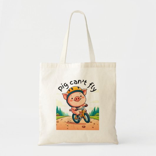 Tote Bag Le cochon ne peut pas voler. G rose (Devant)