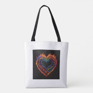 Tote Bag le coeur qui brûle avec amour