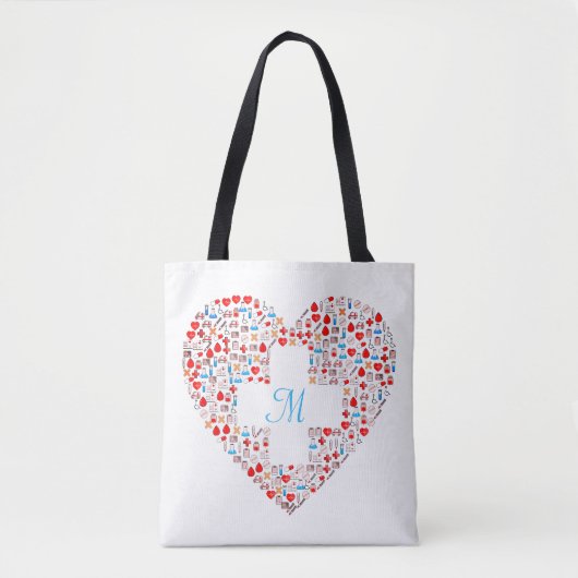 Tote Bag Le collage du coeur médical de l'infirmière fourre (Devant)