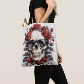 Tote Bag le crâne fleuri (De près)