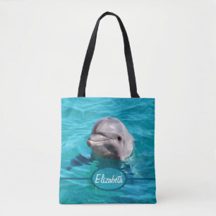 Tote Bag Le dauphin dans l'eau bleue personnalisent
