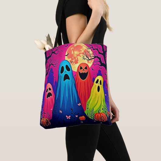 Tote Bag Le design de la fête d'Halloween de Neon Ghosts (De près)