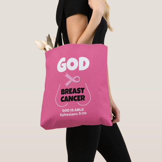 Tote Bag LE DIEU chrétien EST PLUS GRAND QUE LE CANCER DU S (De près)