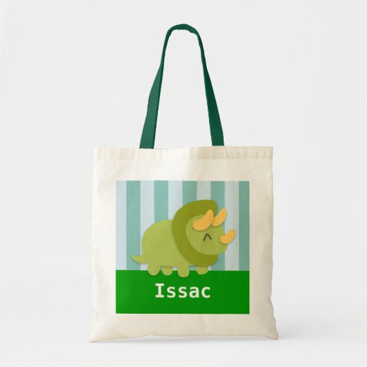 Tote Bag Le dinosaure vert mignon de Triceratops badine le (Devant)