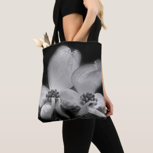 Tote Bag Le Dogwood Fleurit En Noir Et Blanc