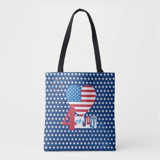 Tote Bag Le Drapeau américain 4 juillet design personnalisé (Devant)