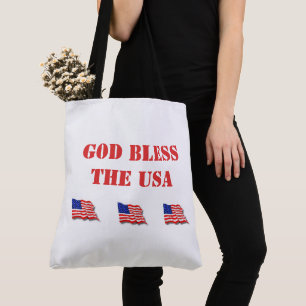 Tote Bag Le drapeau américain Dieu bénit les États-Unis