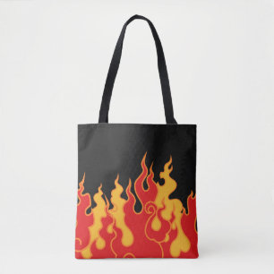 Tote Bag Le feu. Langues flammes sur un arrière - plan noir