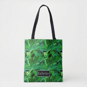 Tote Bag Le feuille de palmiers tropicaux ajoute votre