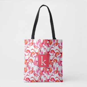 Tote Bag Le Flamant rose d'aquarelle dans les aquarelles