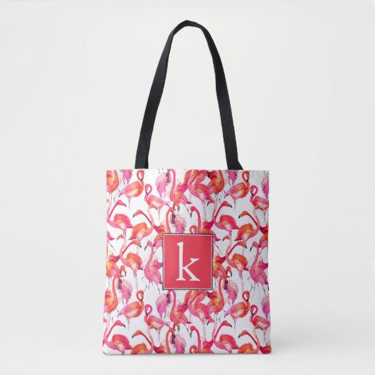Tote Bag Le Flamant rose d'aquarelle dans les aquarelles | (Devant)