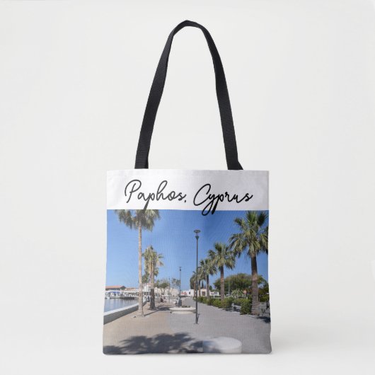 Tote Bag Le front de mer de Paphos avec palmiers (Devant)