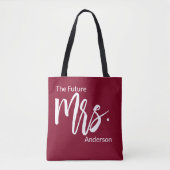 Tote Bag Le Futur Mme Script Burgundy & White Nom (Devant)