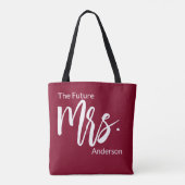 Tote Bag Le Futur Mme Script Burgundy & White Nom (Dos)