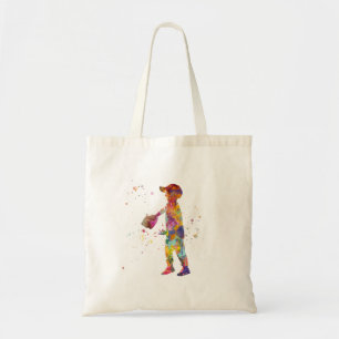 Tote Bag Le garçon joue au baseball en aquarelle