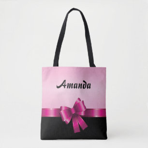 Tote Bag Le GRADIENT ROSE noir personnalisé barre l'ARC