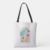 Tote Bag Le Jardin 03 Abstrait Floral Vert Fleurs Roses (Dos)