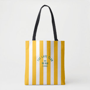 Tote Bag Le Lake Club Green Crest Yellow Nautical Stripe