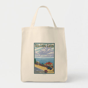 Tote Bag Le lion d'OregonSea foudroie l'affiche de Vintage