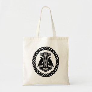 Tote Bag Le marteau du Thor avec Ravens en cercle celtique