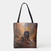 Tote Bag Le Mastiff tibétain en automne les feuilles automn (Dos)