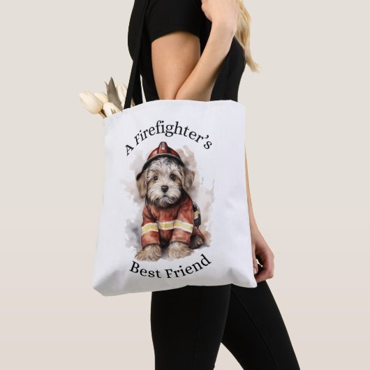 Tote Bag Le meilleur ami du pompier Chien en Fumer (De près)