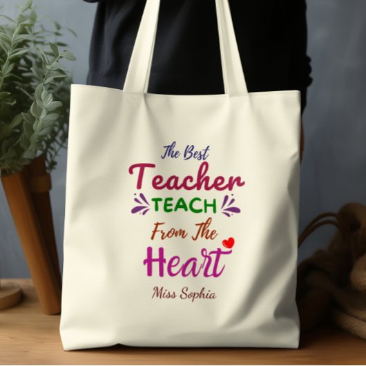 Tote Bag Le meilleur enseignant de l'enseignant du coeur
