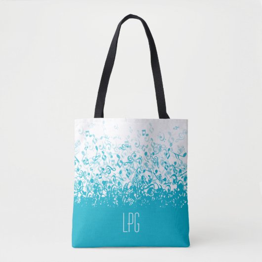 Tote Bag Le monogramme pleuvant la musique note l'Aqua (Devant)