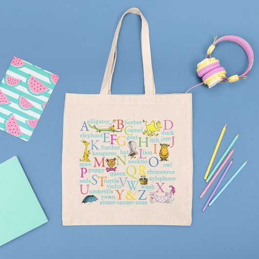 Tote Bag Le Motif ABC du Dr Seuss avec des mots