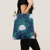 Tote Bag Le Motif blanc Lotus Midnight Lotus (De près)