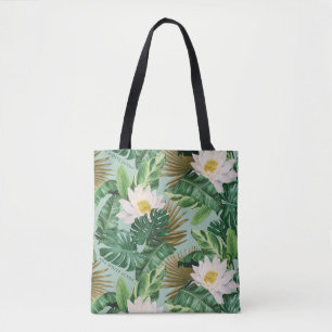 Tote Bag Le Motif blanc Lotus Tropical Canopy