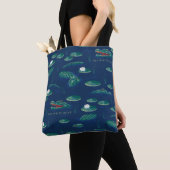 Tote Bag Le Motif de la lagune du Lotus Alligator blanc (De près)