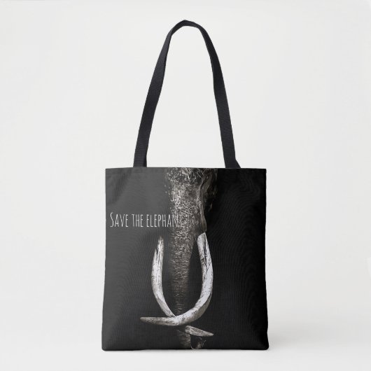 Tote Bag Le noir et le blanc sauvent l'éléphant (Devant)