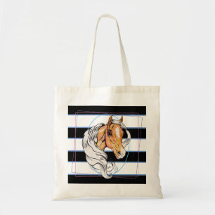 Tote Bag Le Palomino (rayures bleu, noir et blanc)