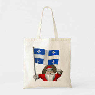 Tote Bag Le Père Noël Avec L'Ensigne Du Québec CDN