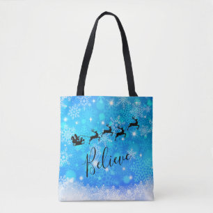 Tote Bag Le Père Noël et son renne volant - Croyez
