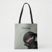 Tote Bag Le petit guerrier de Ninja sur Sage Green (Devant)