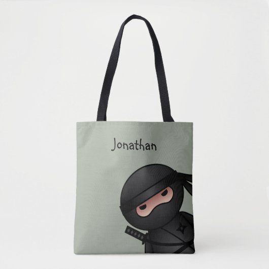 Tote Bag Le petit guerrier de Ninja sur Sage Green (Devant)