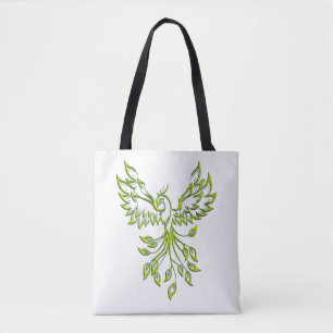 Tote Bag Le Phoenix vert se lève en blanc