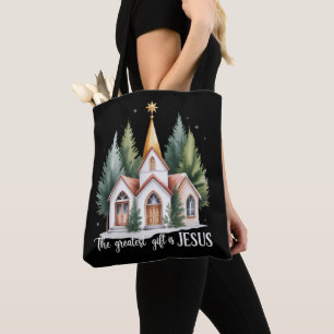 Tote Bag Le plus grand cadeau est Jésus Église de Noël Chri