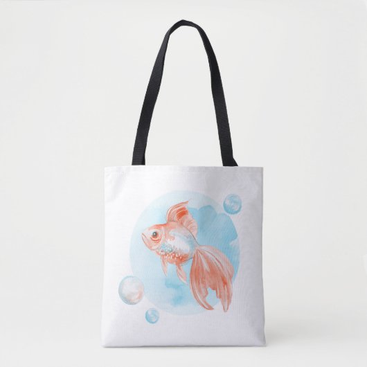 Tote Bag Le poisson rouge. Aquarelle (Devant)