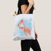 Tote Bag Le poisson rouge. Aquarelle (De près)