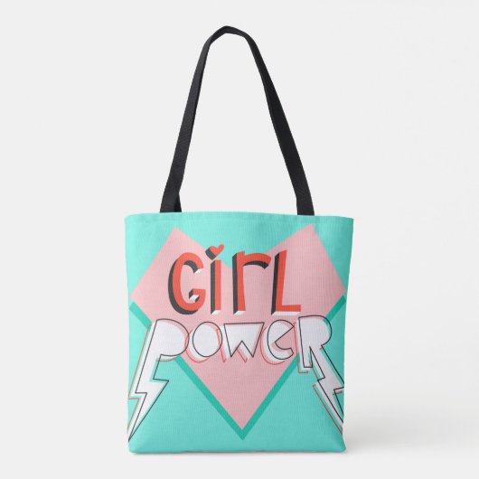 Tote Bag Le pouvoir des filles. Design mignon avec slogan g (Dos)