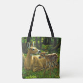 Tote Bag Le printemps blanc Fawn et la mère Deer (Dos)